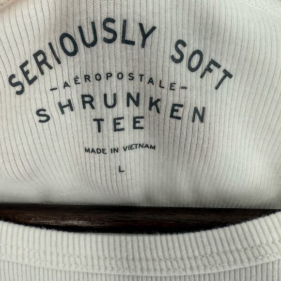 Aeropostale Seriously Soft Shrunken Tee Large White Long Sleeve Y2K Basic Top - Picture 3 of 3
